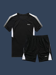 Men's Summer Polyester Muscle T-Shirt and Shorts Beach Outfit Casual Active Wear