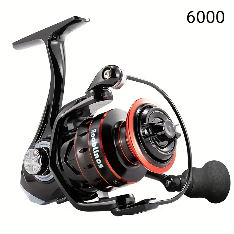 High-Speed Spinning Reel 17+1BB Lightweight EVA Grip Durable Nylon Metal Ambidextrous Black Red