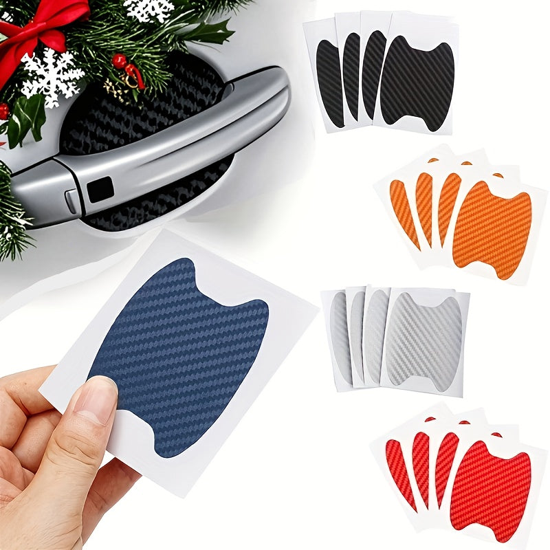 Car Door Handle Protector Set 4 Pieces Carbon Fiber Scratch-Resistant Exterior Accessories