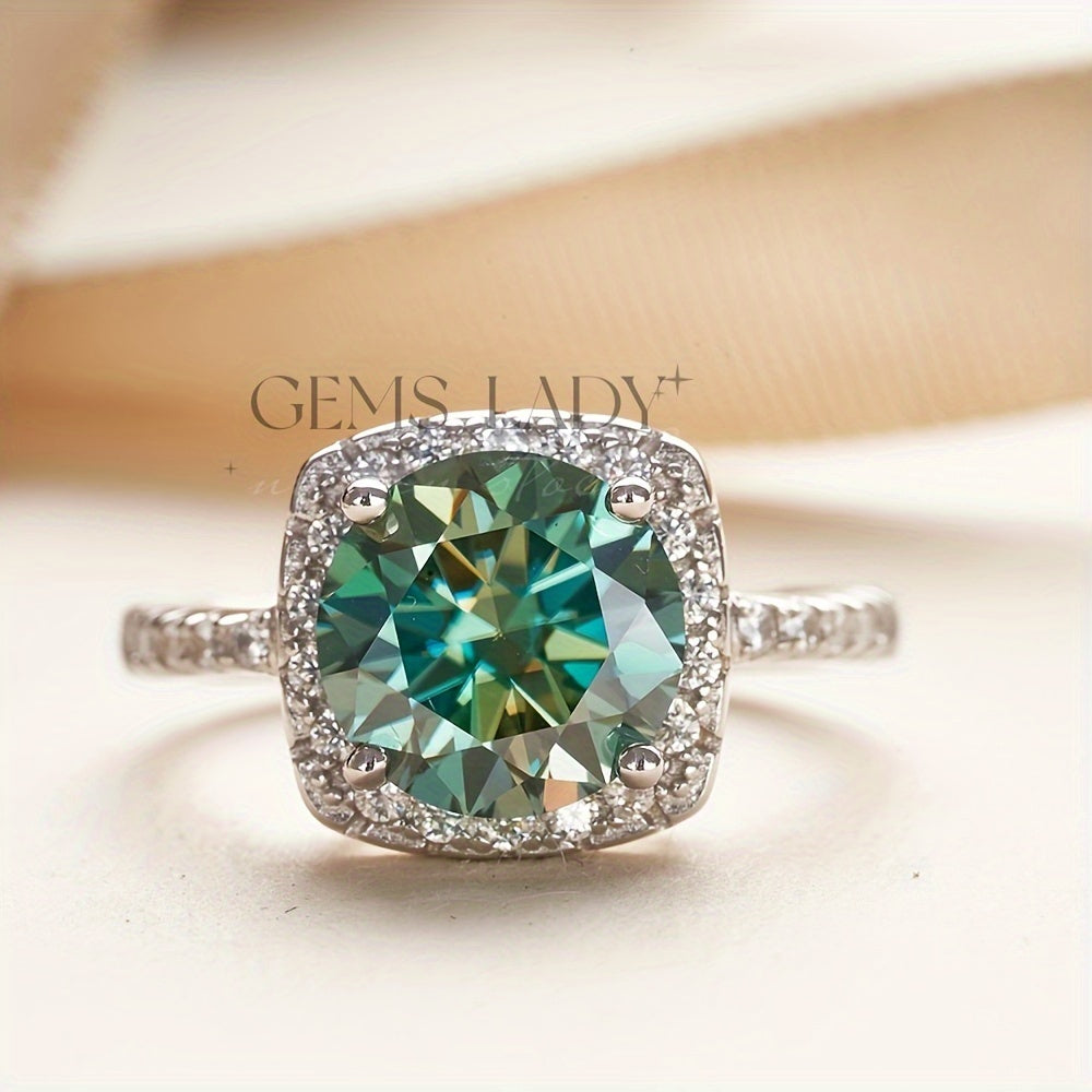 Promise Ring 3ct Moissanite Inlay Sterling Silver Engagement Wedding Anniversary Gift