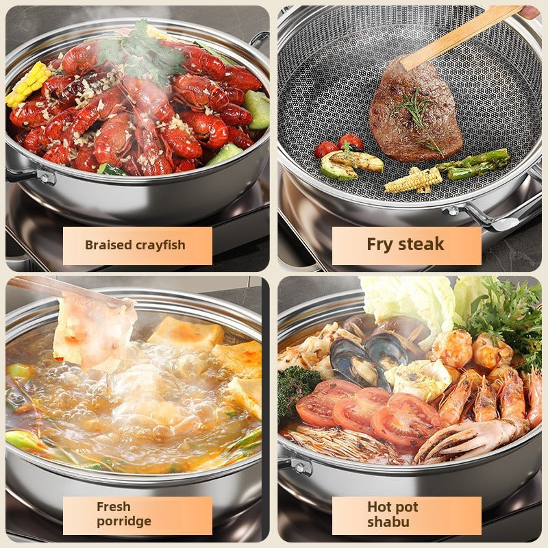 Stainless Steel Double Boiler with Cover Non-Stick Beehive Steam Pot Induction Gas Stove