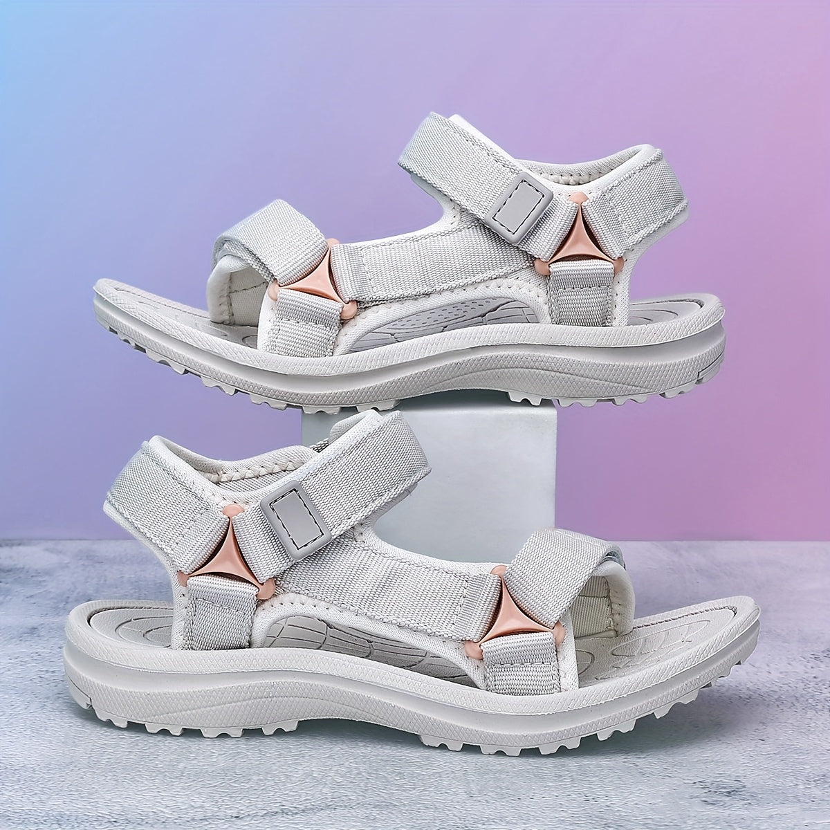 Sandalias de verano para niñas beige, transpirables, antideslizantes, de tela, calzado casual