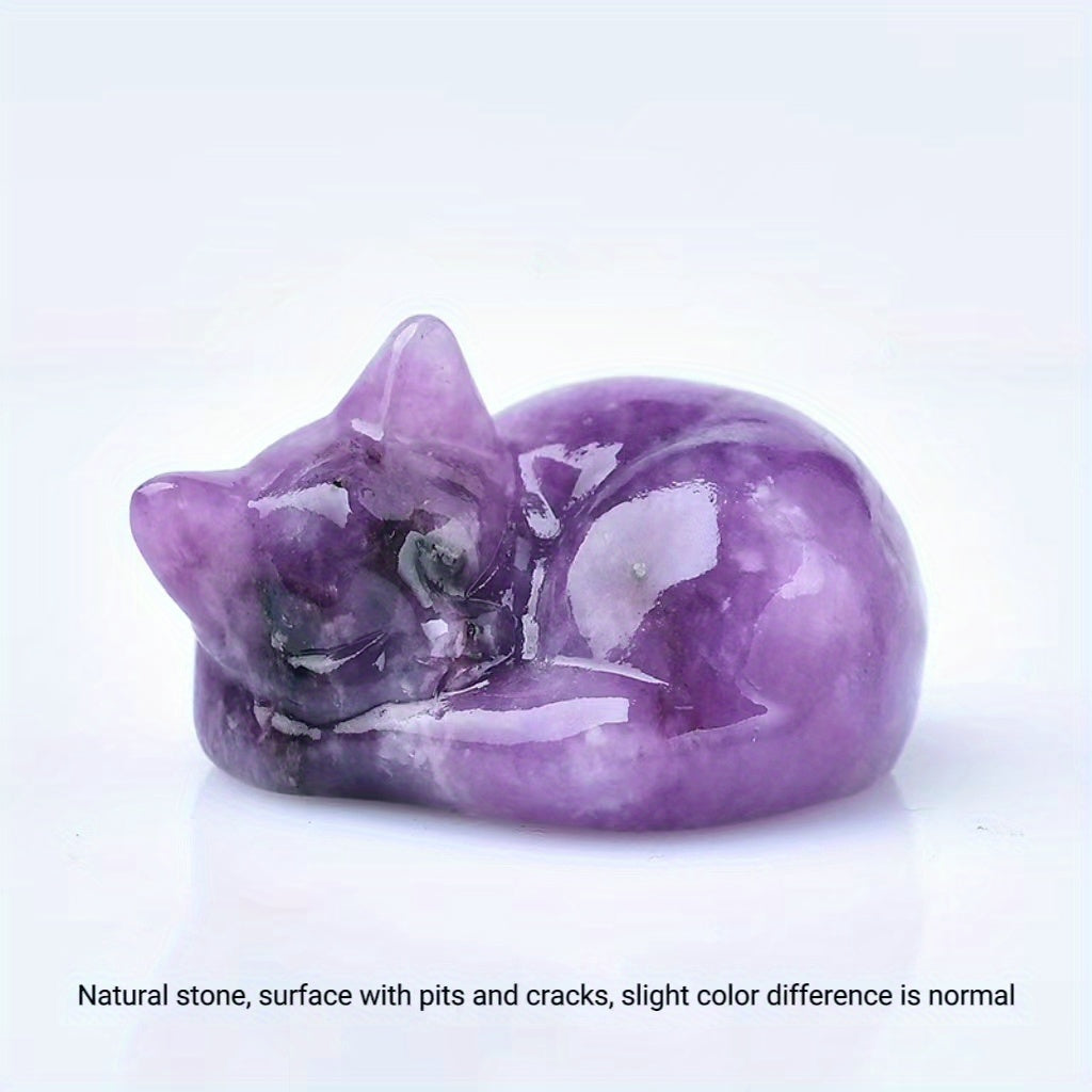 Figura de cristal de gato durmiente tallada en cuarzo natural, decoración para el hogar, regalo, 3.81cm