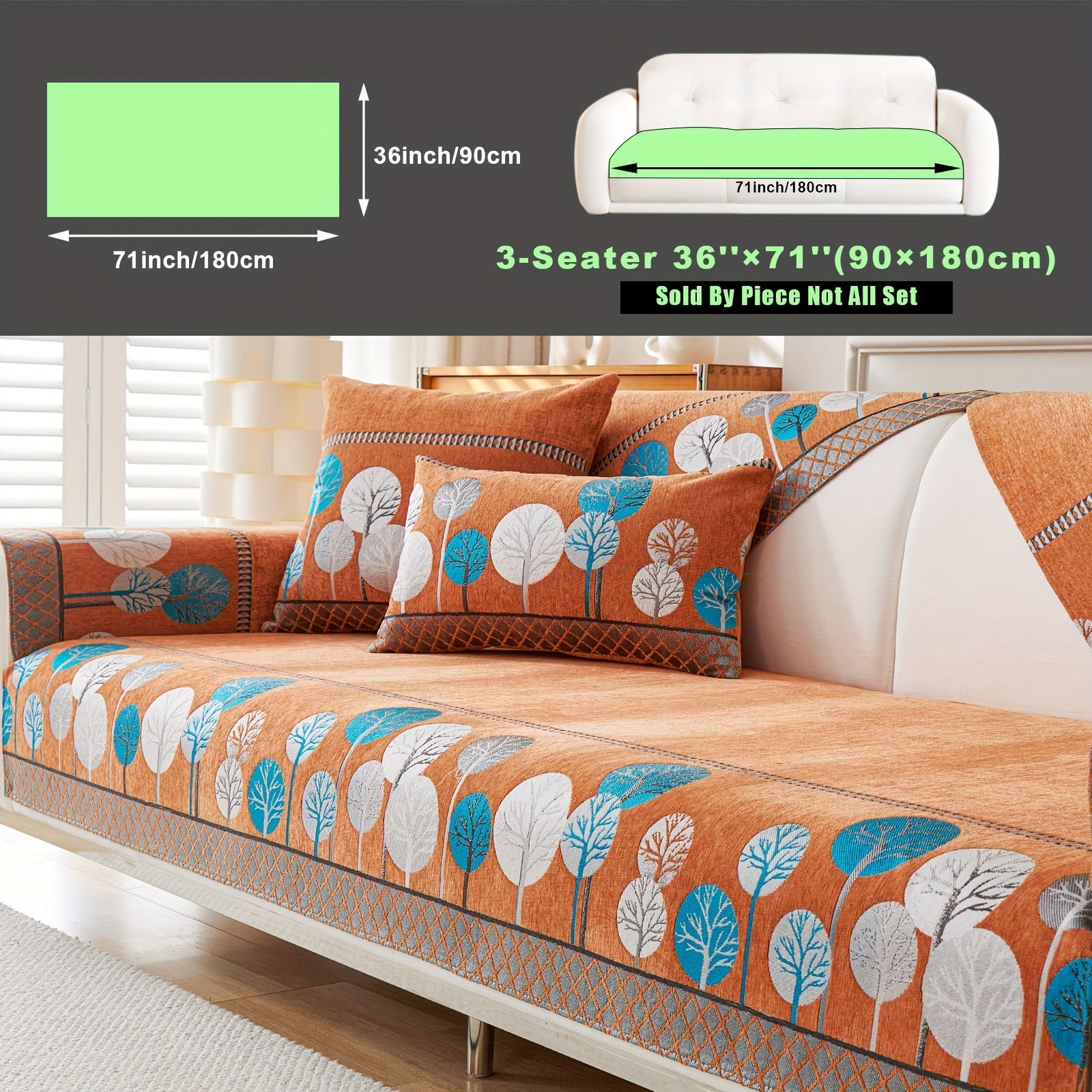 Bohemian Style Sofa Cover with Moonlight Forest Tree Pattern Non-Slip Machine Washable for Single to Quadruple Seat Sofas