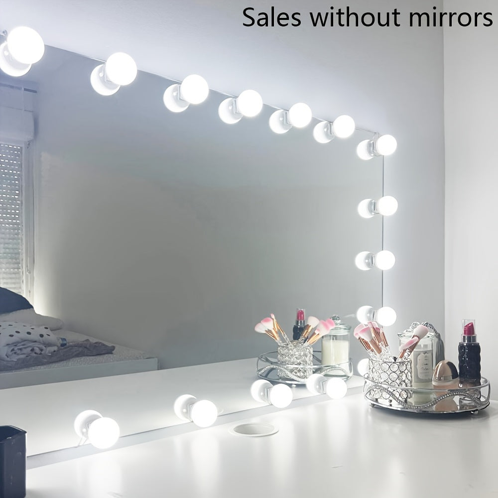 LED Makeup Mirror Light with Adjustable 3-Color Brightness USB Vanity Lighting for Bedroom Bathroom Table
