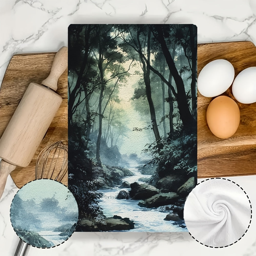 Set of 2 River-Inspired Kitchen Towels 16x24 Inches Highly Absorbent Dish Towels