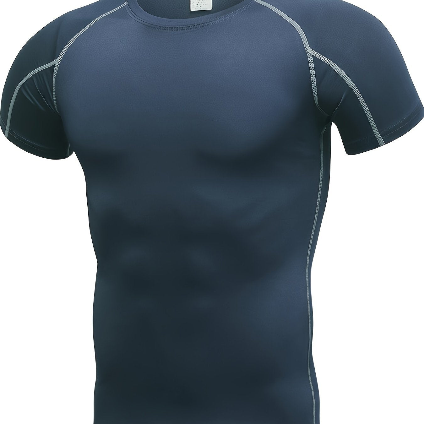 Camiseta de manga corta de secado rápido para hombre para correr, baloncesto, fitness, color sólido, poliéster y spandex