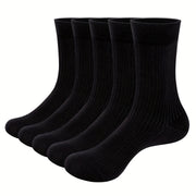 Men's Bamboo Fiber Crew Socks Pack of 5 Breathable Casual All-Season
