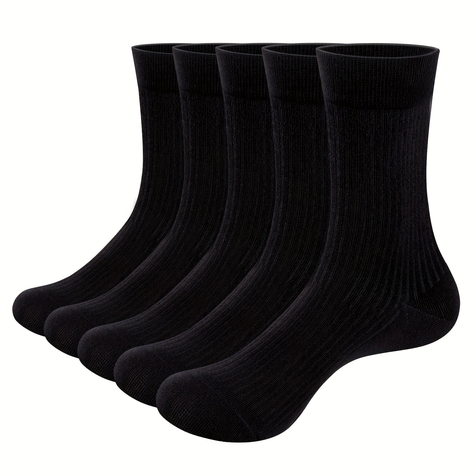 Men's Bamboo Fiber Crew Socks Pack of 5 Breathable Casual All-Season