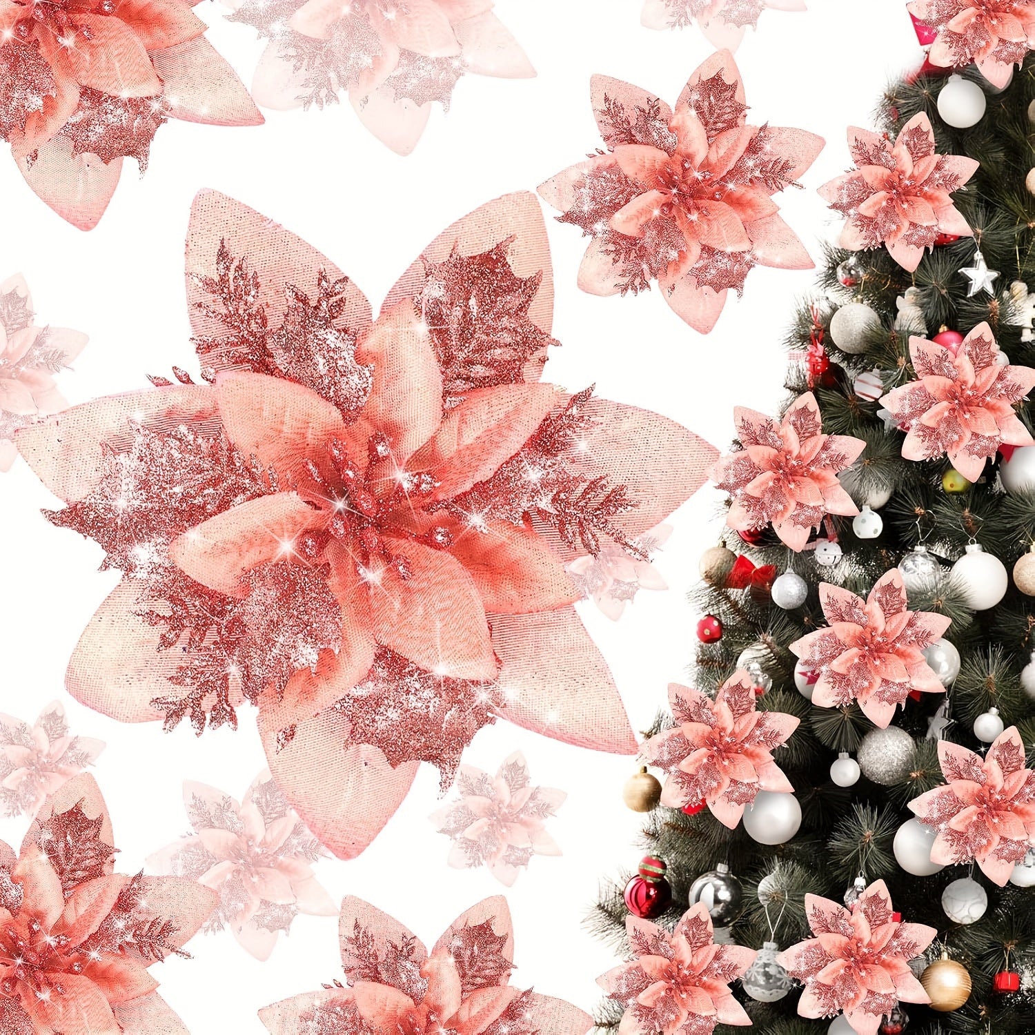 Artificial Flowers Set of 4 Red 5.5 Inch Stems with Clips for Decorations