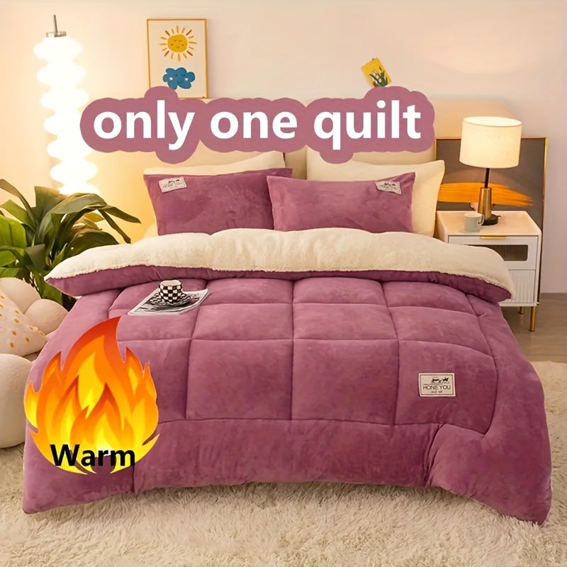 All-Season Thick Quilted Fleece Blanket Microfiber Plush Breathable Solid Color