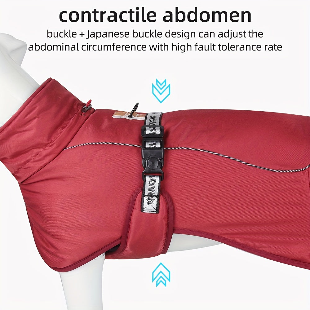 Waterproof Windproof Dog Jacket with Fleece Lining for Small to Large Breeds