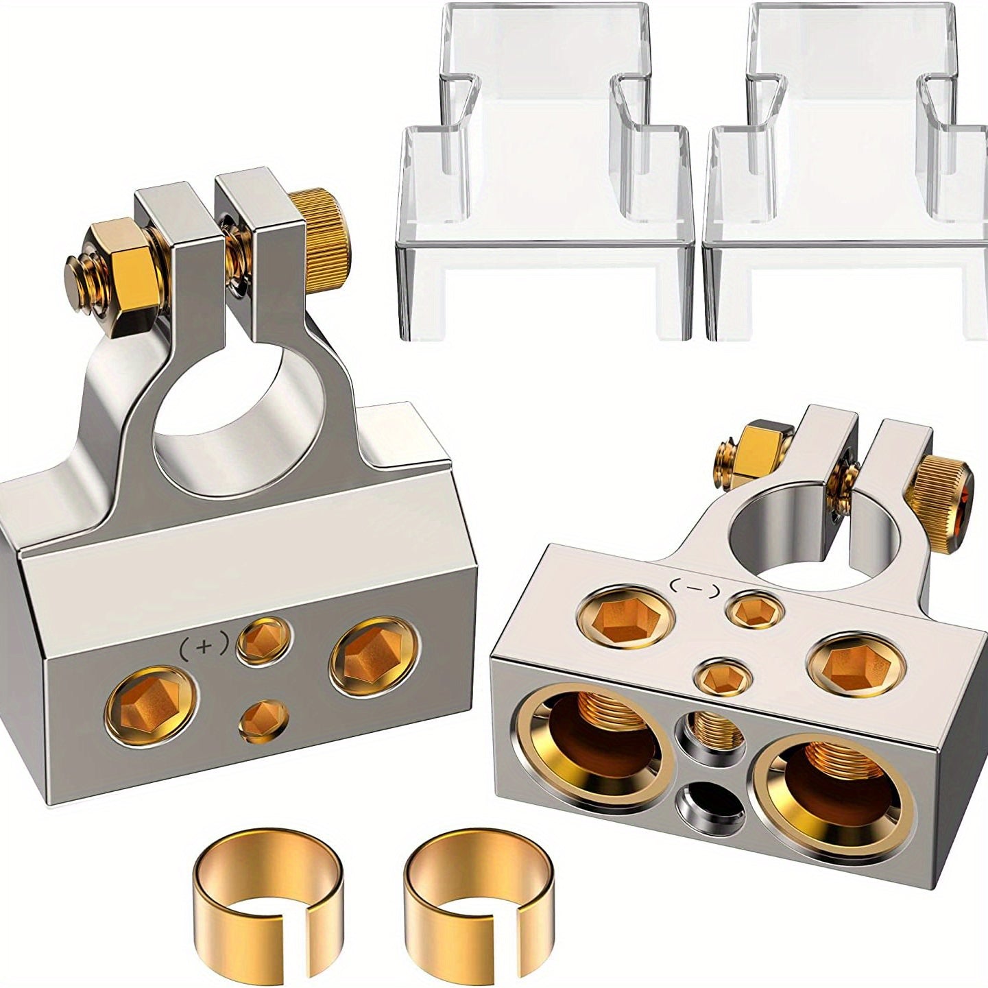 2 Pack Heavy Duty Automotive Battery Terminal Connectors with Protective Cover