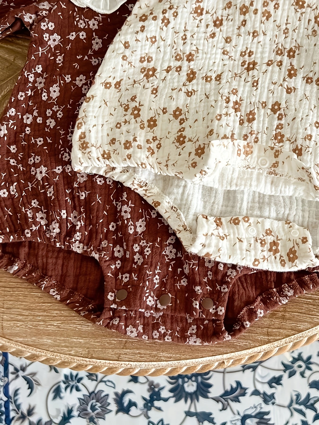 Baby Girls Cotton Floral Romper with Collar All-Season Casual Fit