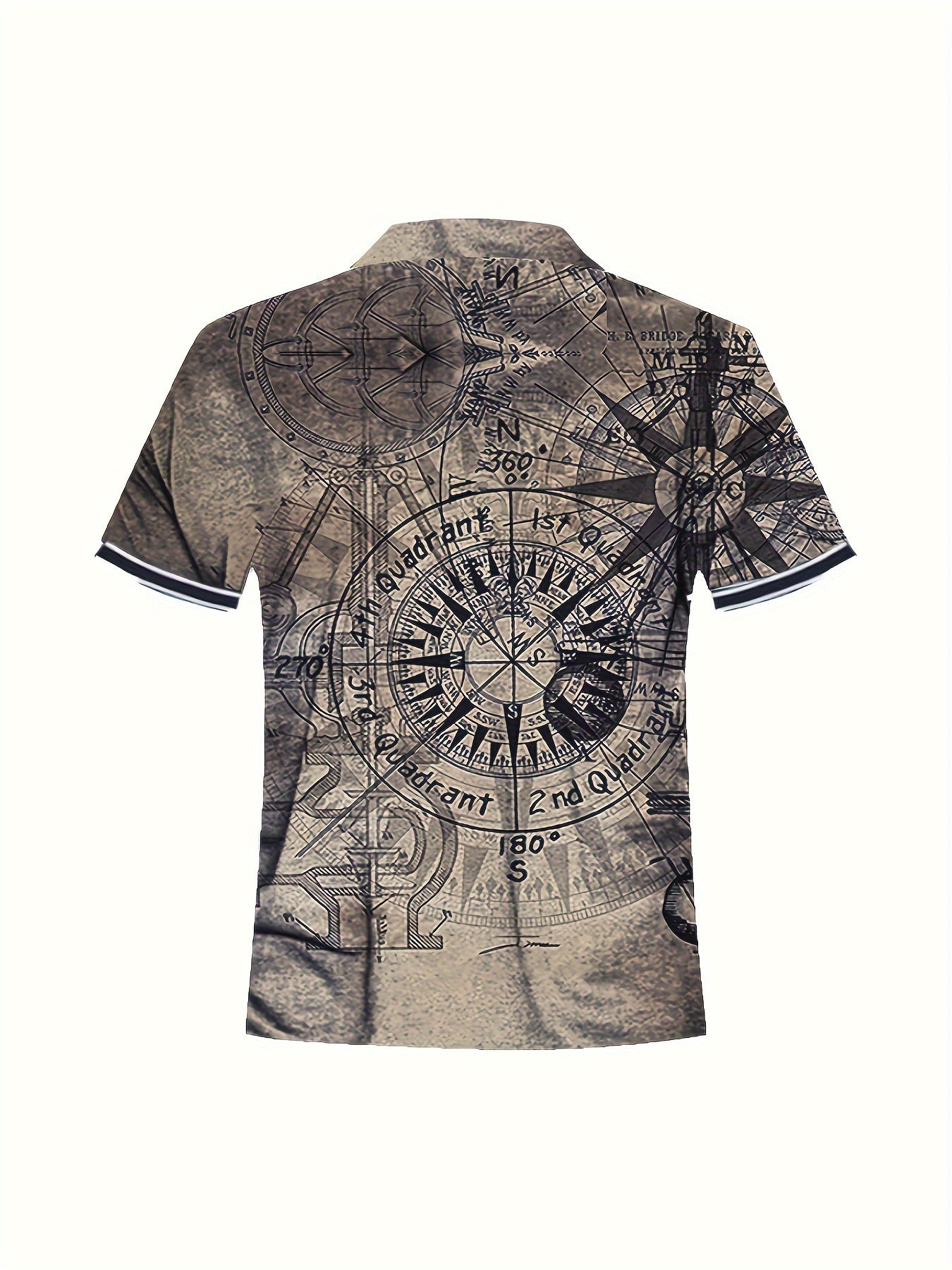 Plus Size Men’s 3D Compass Graphic Print Polo Shirt Summer Casual Loose Fit Polyester