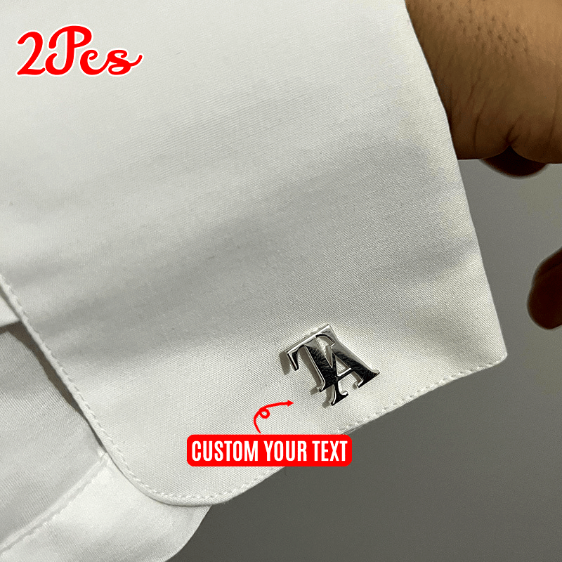 Personalized Wedding Cufflinks Set of 2 Engraved Stainless Steel Initials for Groom and Groomsmen
