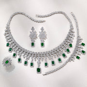 Zarif Ayollar Zargarlik To'plami, 4-qismli Kelinlik To'plami, Sun'iy Kubik Zirkoniya va Misdan iborat, Ramazon, To'y, Ta'til va Yil davomida G'ayrat uchun mukammal