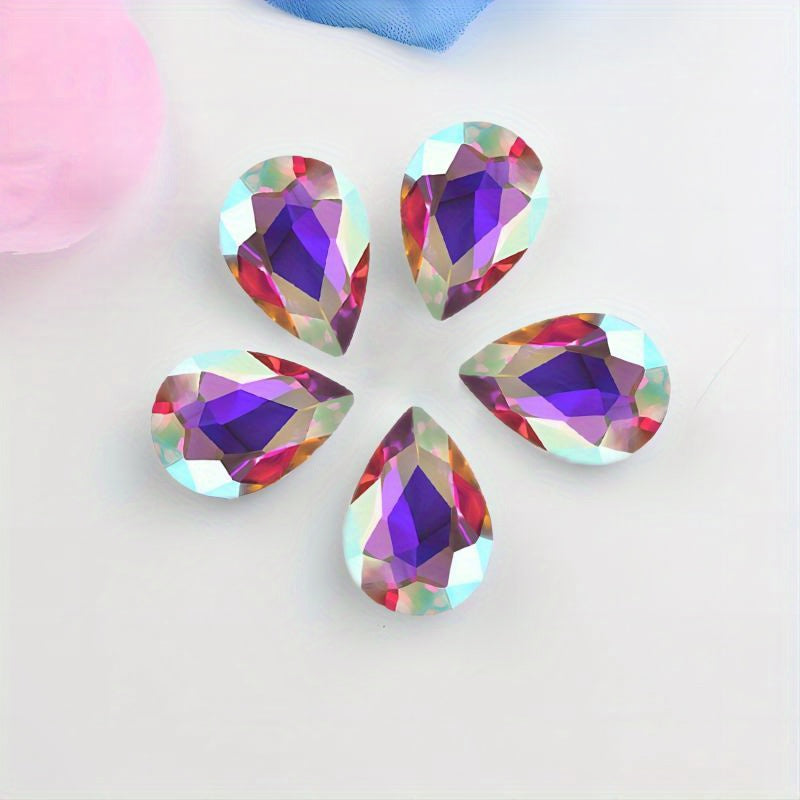 Set of 30 Vibrant Teardrop Rhinestones for Jewelry Making in Assorted Colors