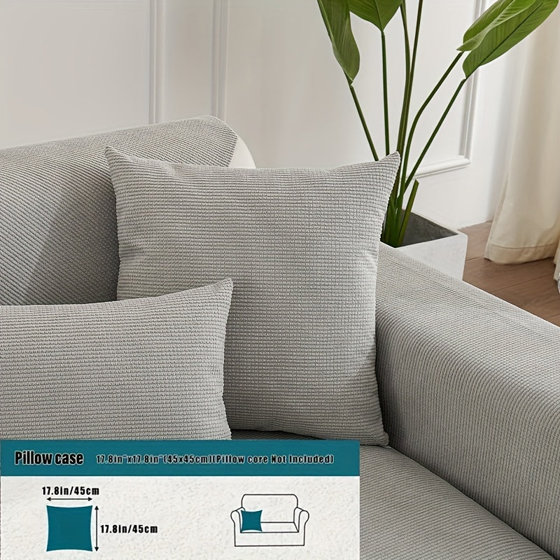 Water-Resistant Velvet Sofa Cover for 1-4 Seat L-Shaped Sofas Pet-Friendly Non-Slip Machine Washable Gray Textured Fabric