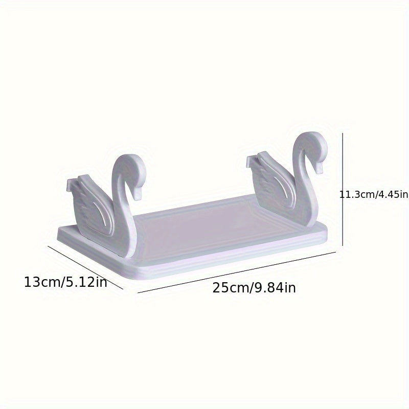 Wall Storage Rack for Bathroom Organization White Plastic 12 Inches