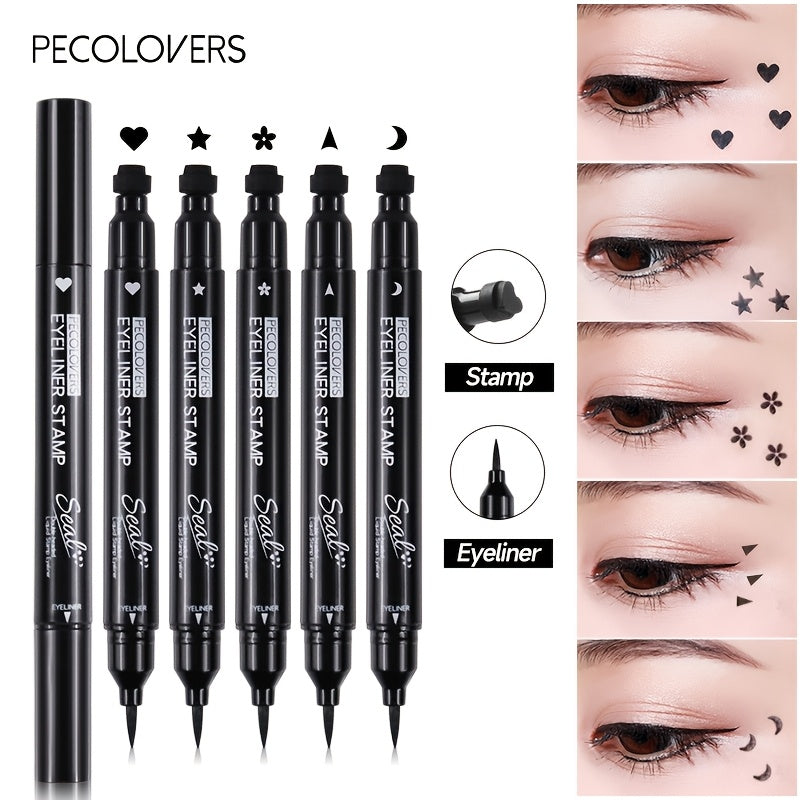 Women Black Liquid Eyeliner Pen Double-Ended Waterproof Long-Lasting