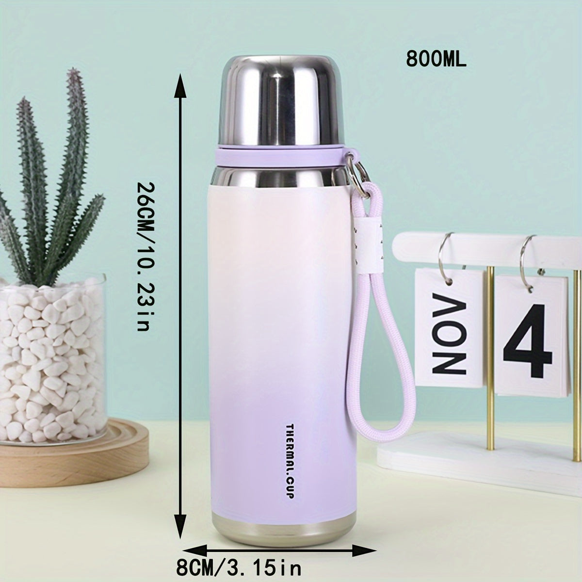 Gradient Stainless Steel Water Bottle 600ml Insulated Durable with Lid