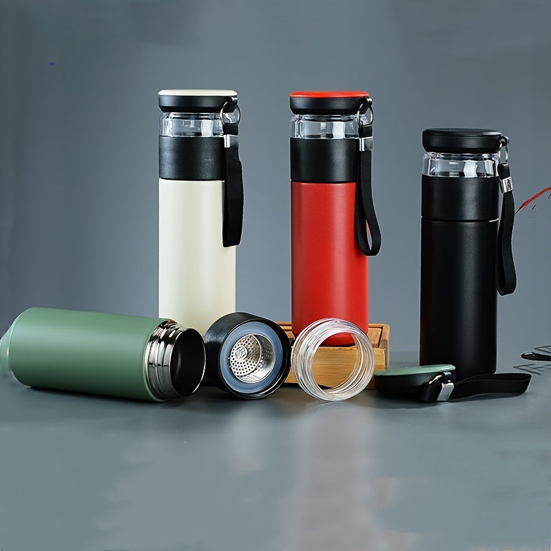 450ml zanglamaydigan po'latdan tayyorlangan tumbler, choy infuzori bilan, oqib ketmaydigan, BPAsiz, sayohat, yurish va maktab uchun