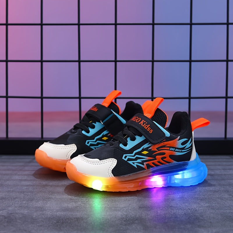 Детские кроссовки для мальчиков 2025 Весна Светодиодные повседневные спортивные туфли для детей от 1 до 9 лет