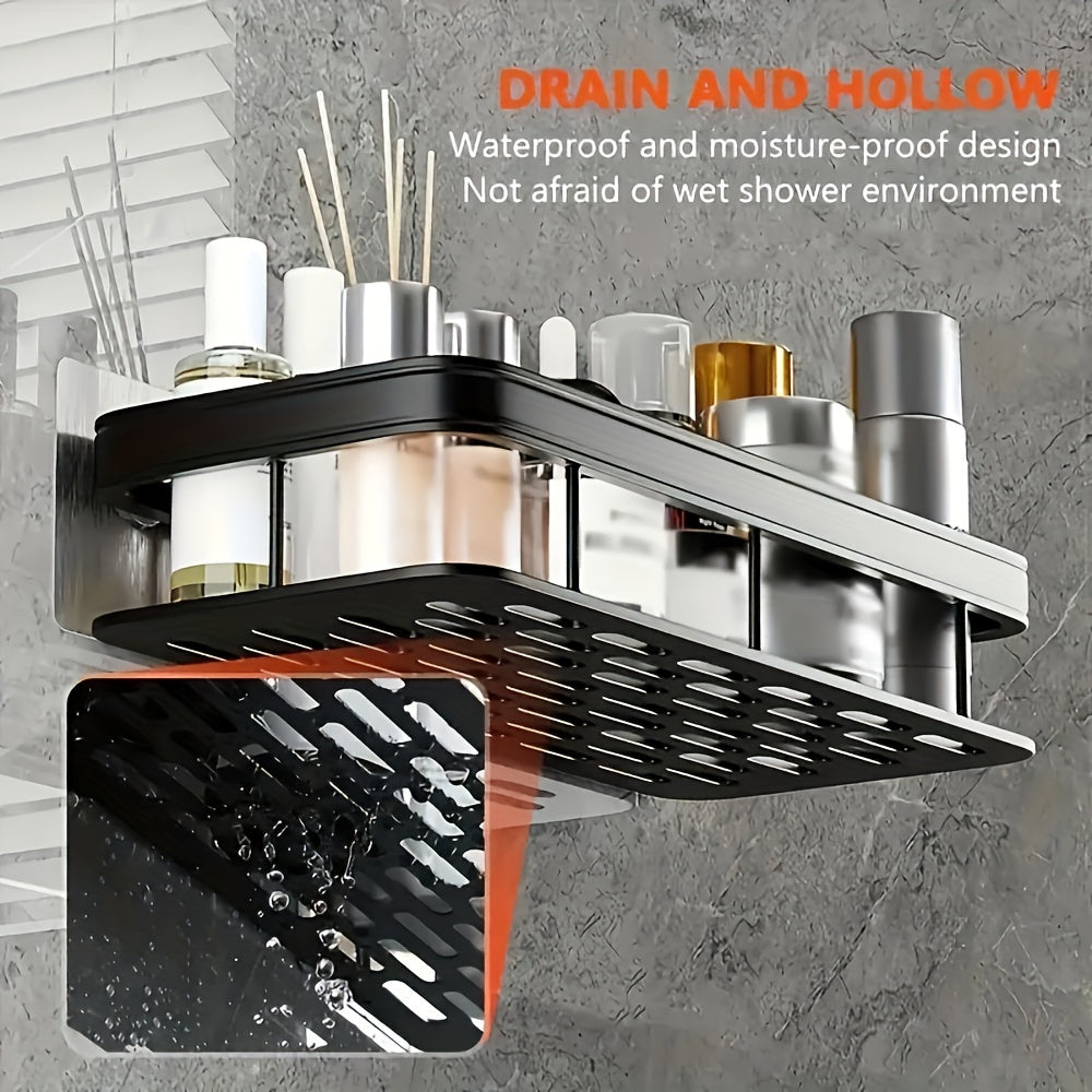 High Capacity Aluminum Wall Rack for Bathroom and Kitchen Space-Saving No Drill Easy Install