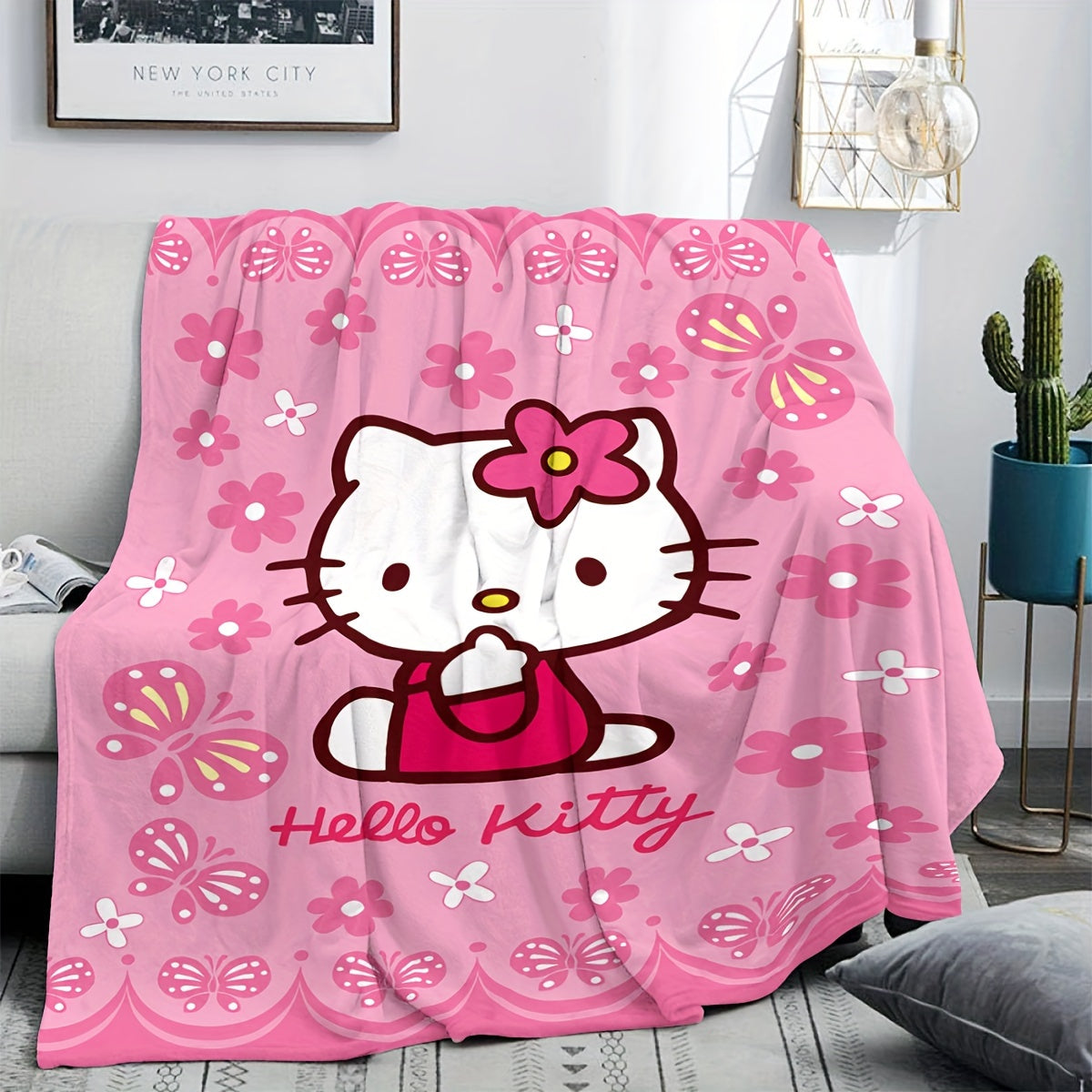 Plush Blanket Flannel Throw for Bedroom Office Travel Pink or Purple