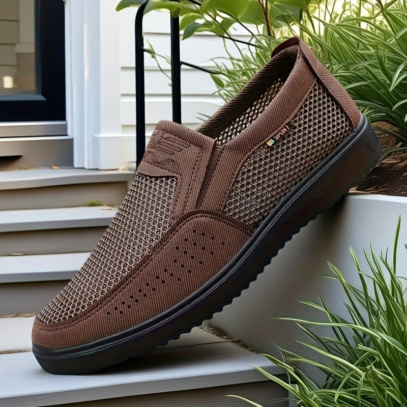 Men's Casual Loafers Slip-On Shoes Breathable Fabric Minimalist Round Toe All-Season Streetwear