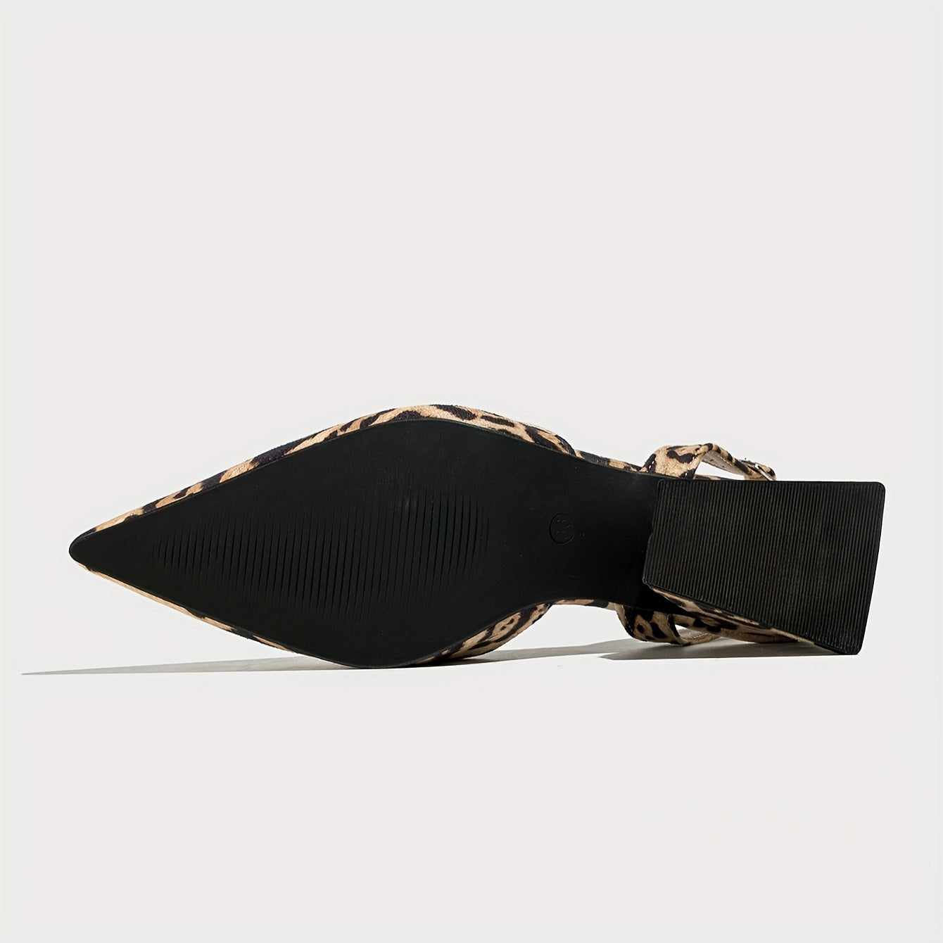 Women's Brown Leopard Print Block Heel Sandals with Pointed Toe and Mid Heel