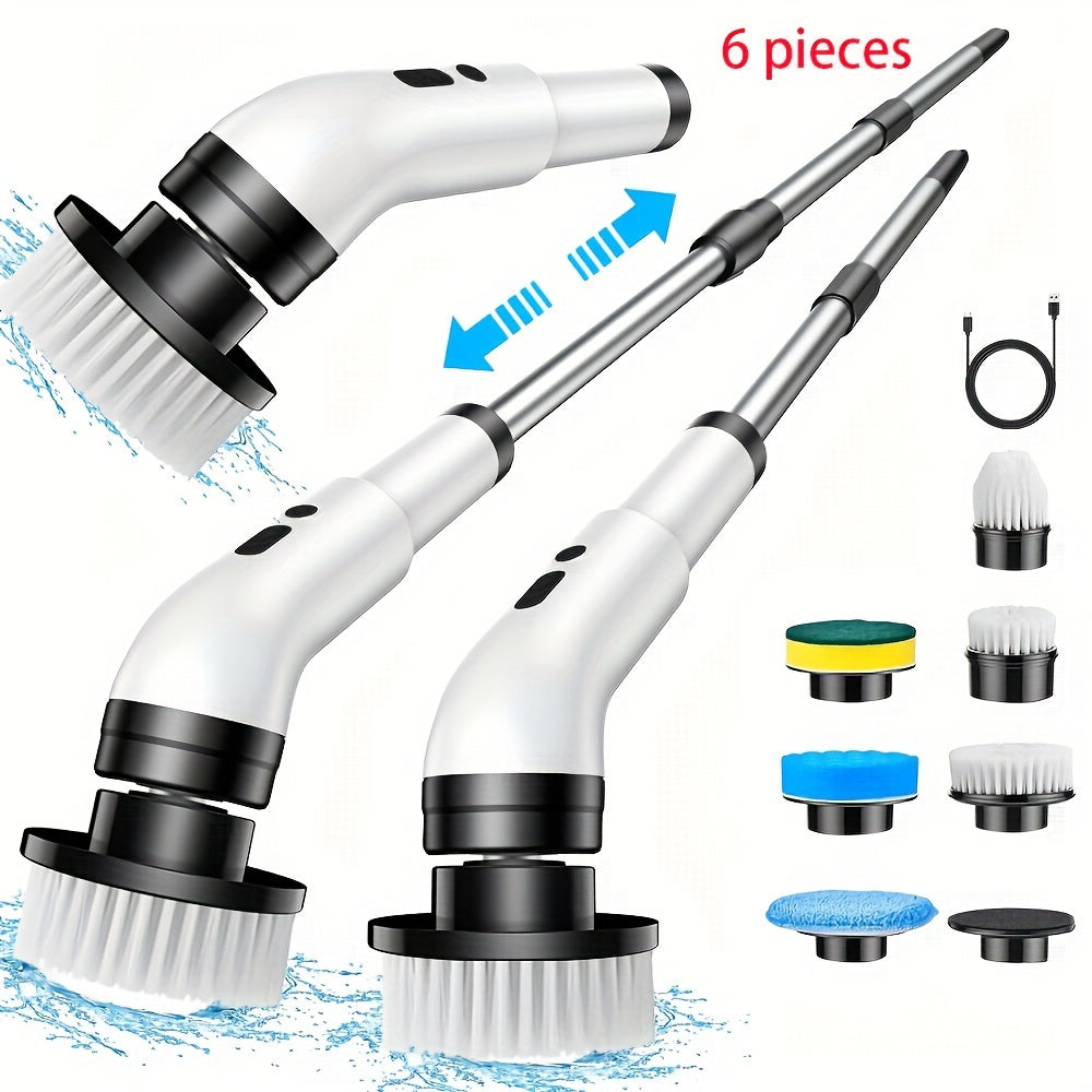 Electric Cordless Rotating Cleaning Brush with 3 Speeds and Replaceable Heads for Tiles Bathtubs and Sinks