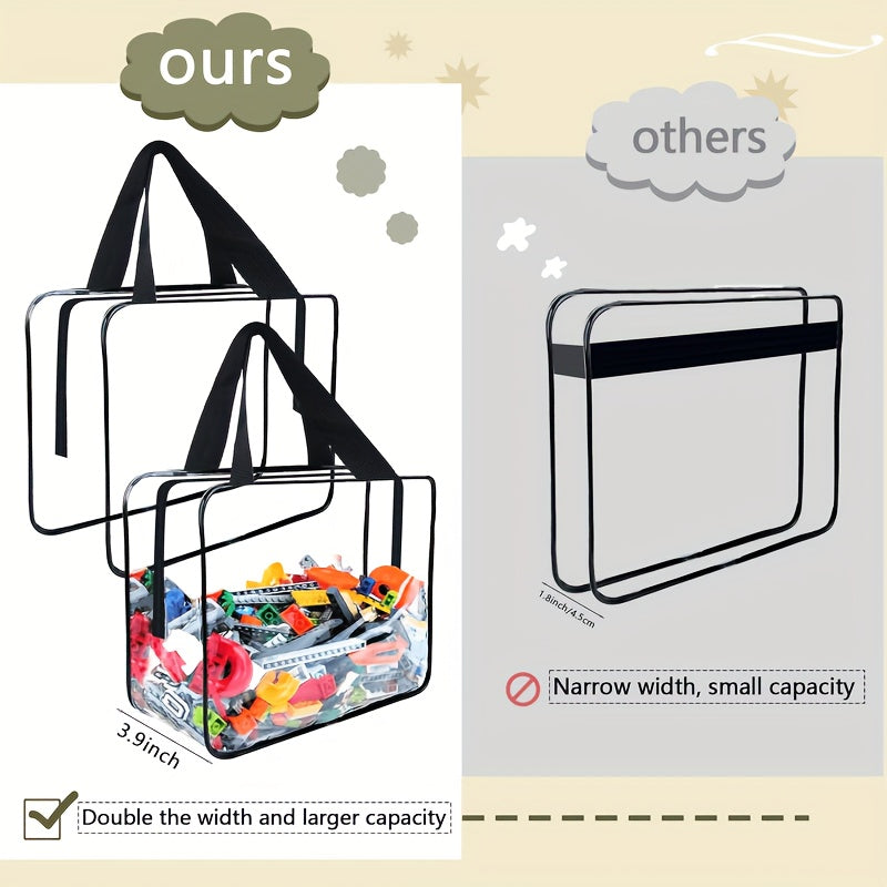 Clear PVC Storage Bags with Zipper 6 Pack Large Waterproof Reusable Organizer for Toys Crafts and Books