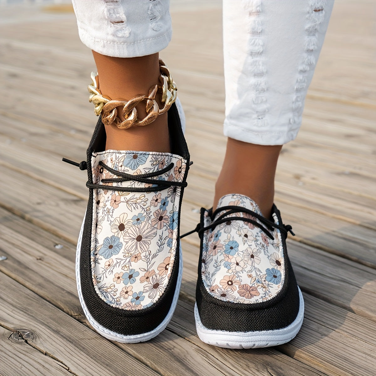 Women's Loafers Casual All-Season Slip-On Flats with Elastic Laces