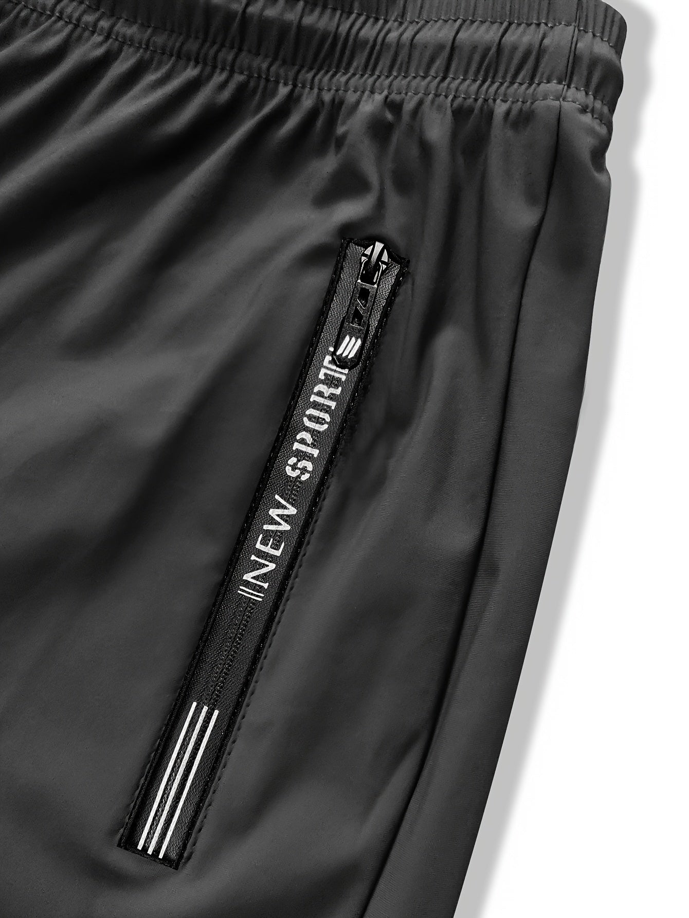 Men's Summer Joggers Cropped High-Elasticity Fabric Drawstring Waist Zipper Pockets Sports Active Wear