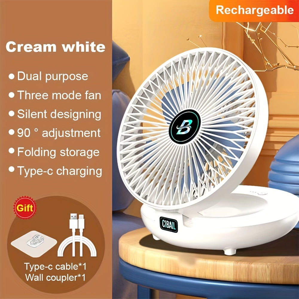 Portable Foldable Fan with Rechargeable Battery for Camping RV Office Travel