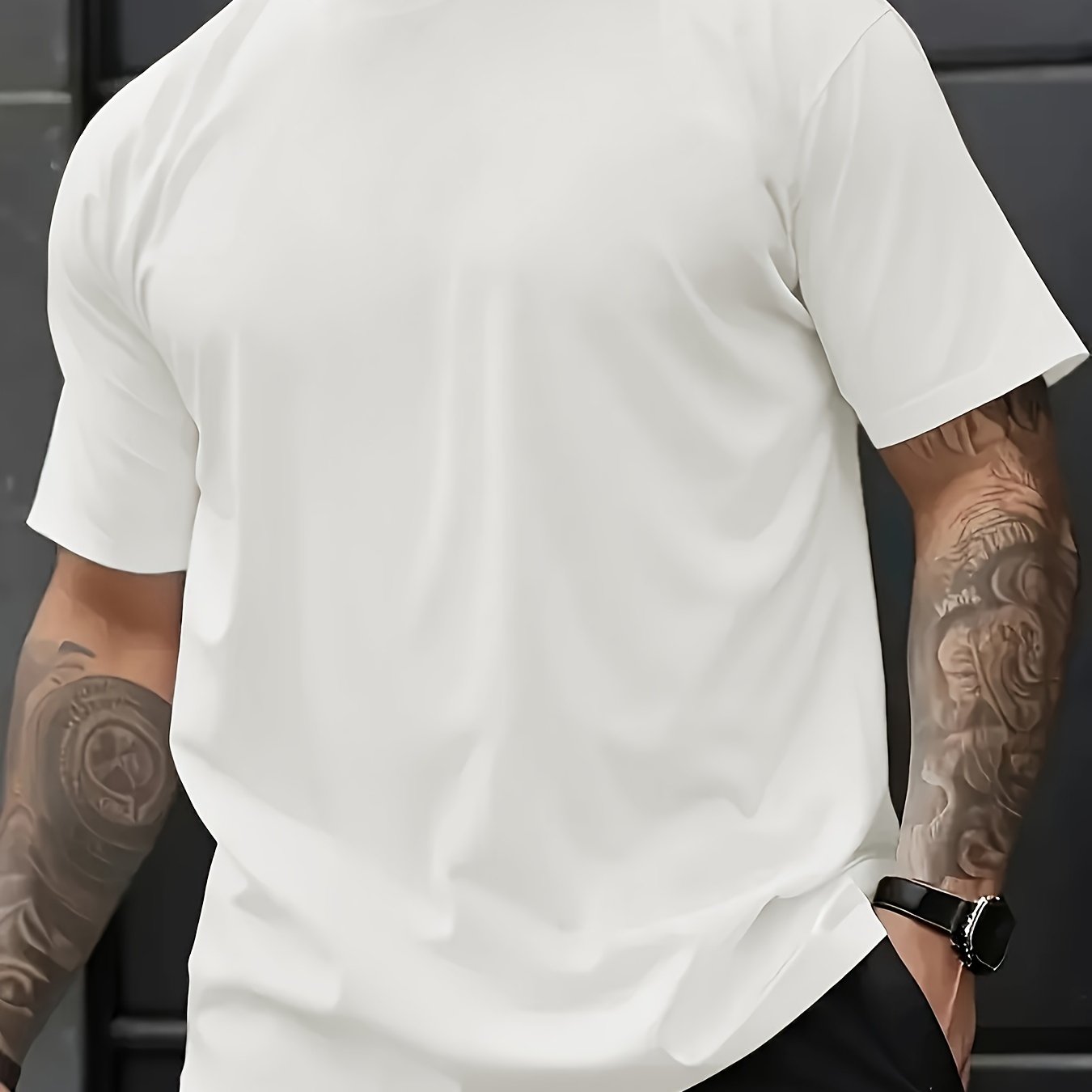 Men's Casual T-Shirt Large Size Short Sleeve Polyester Breathable Comfortable