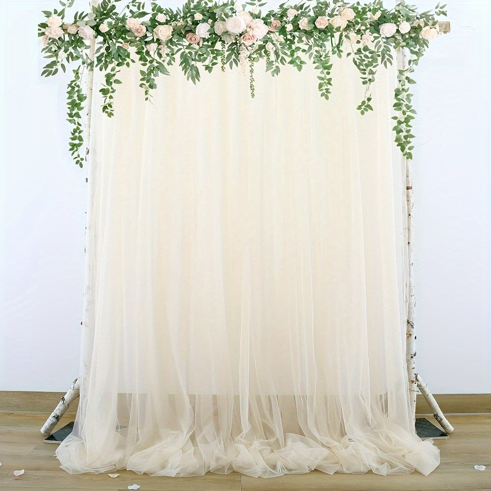 White Tulle Backdrop Curtain for Parties Weddings Home Decor 150x215cm