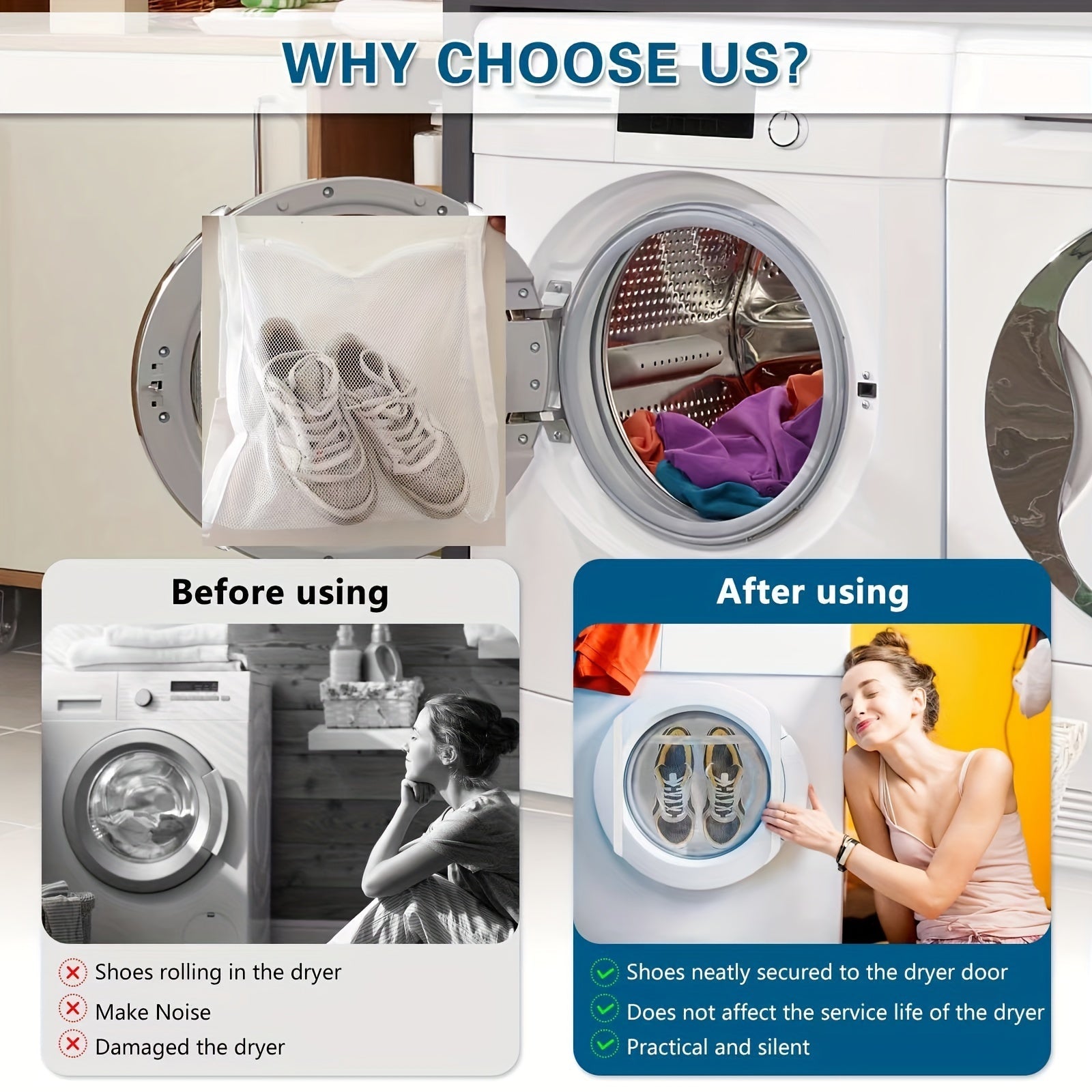 Bolsa secadora de zapatos de malla con cremallera y asa para zapatos y ropa