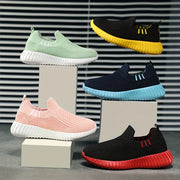 Girls Slip-On Sneakers All-Season Solid Knit Casual Outdoor Running Training