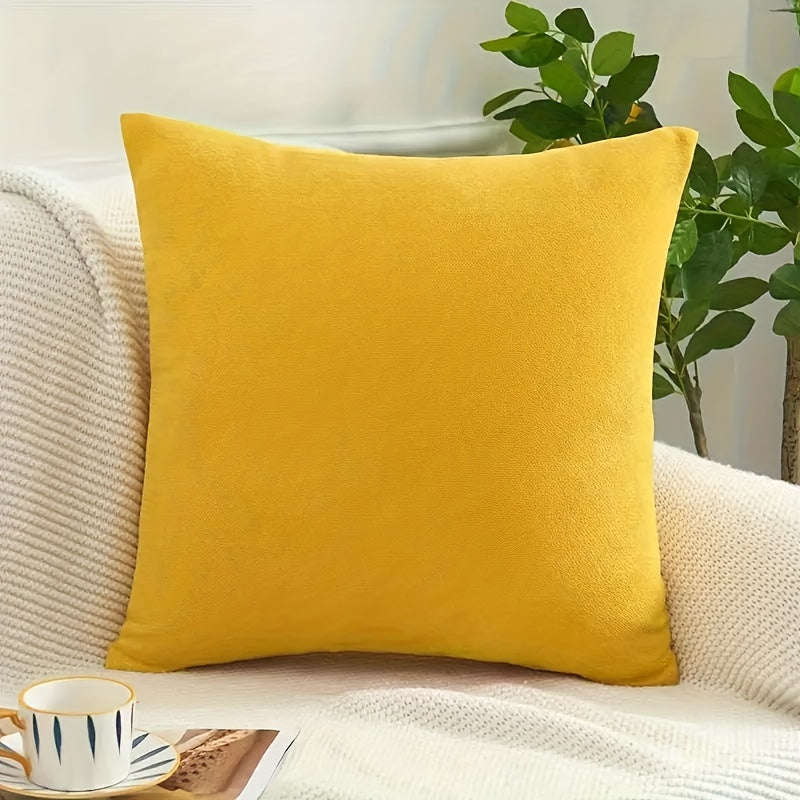 Yellow Contemporary Sofa Pillow Cover with Zipper Closure, Machine Washable