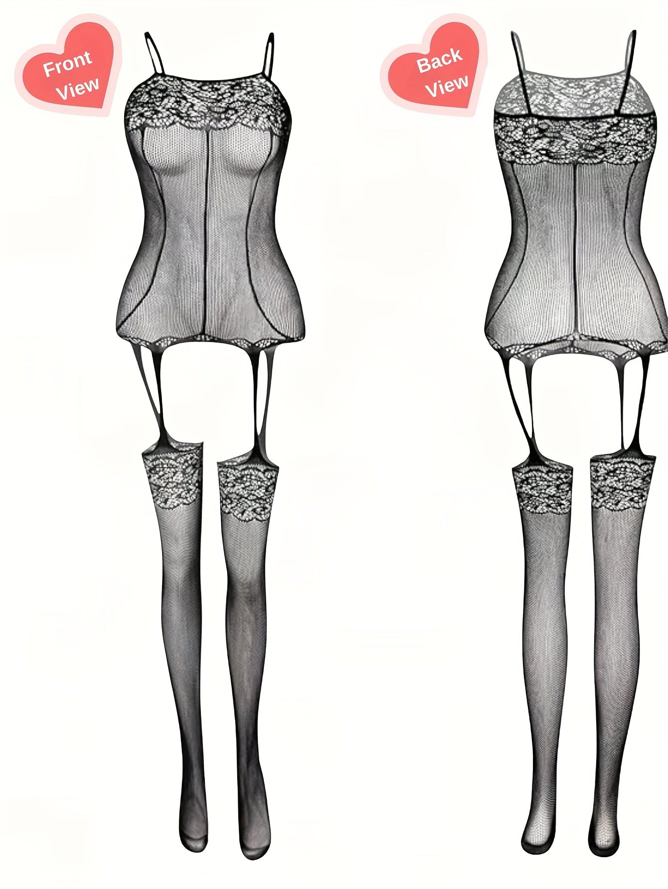 Women's Bodystocking Set 4-Piece Seamless Erotic Lingerie Without Underpants