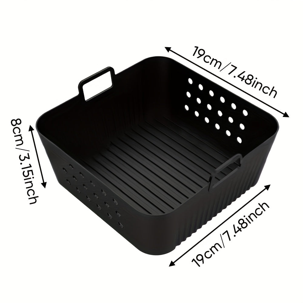 Square Silicone Air Fryer Basket for 5.8QT 6.5QT with Ventilation