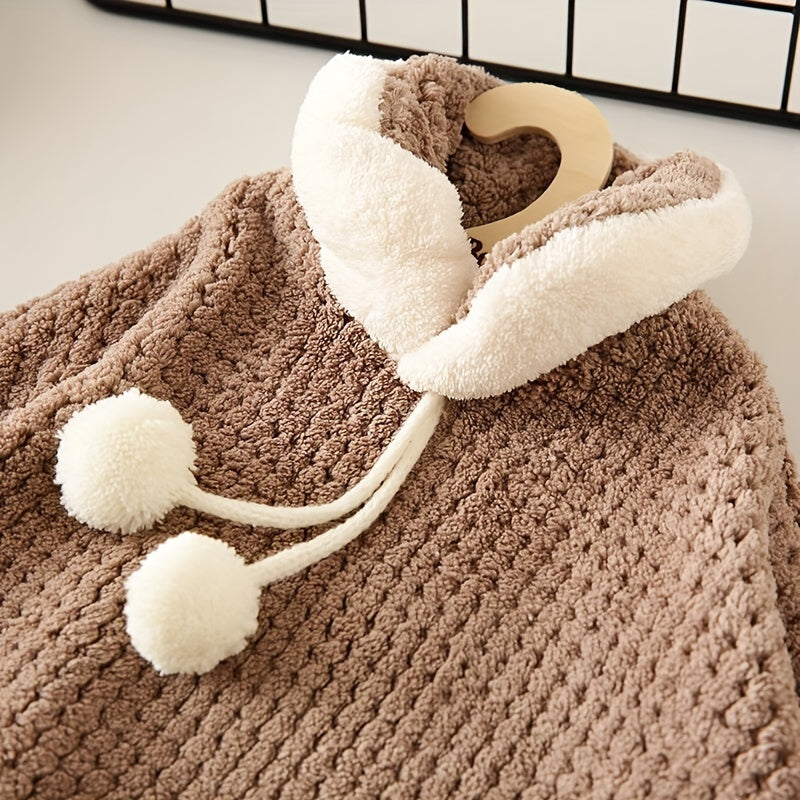 Coral Fleece Hand Towel with Hanger Hook for Kitchen Bathroom Quick Drying