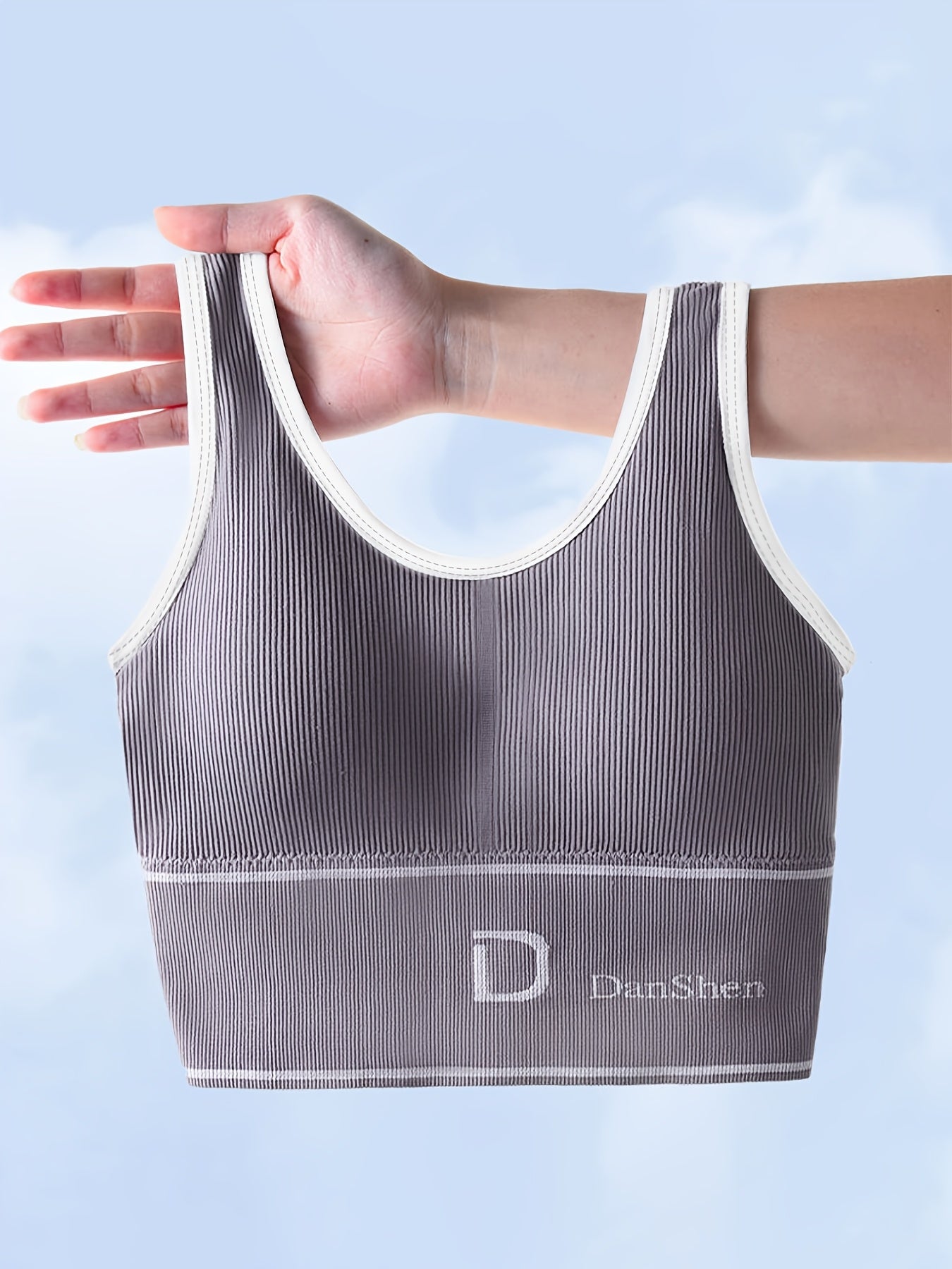 Women's Plus Size Padded Sports Bras No Underwire High-Impact Yoga Running Black Grey