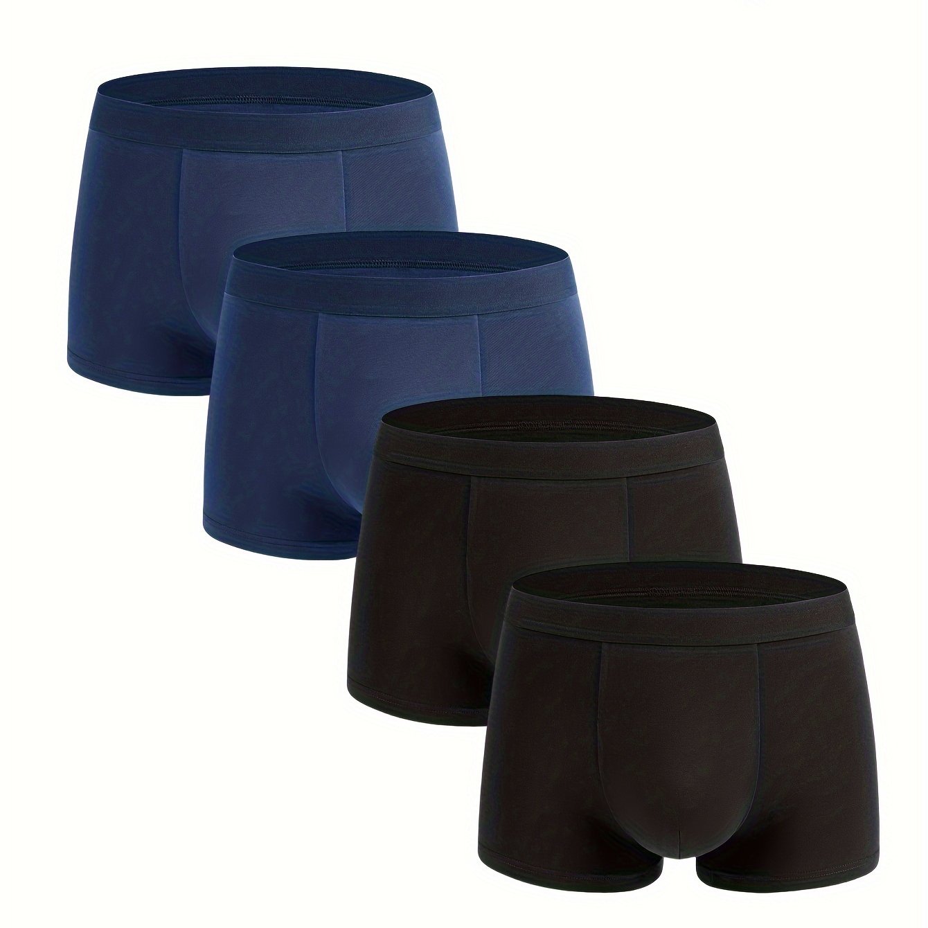 Men's Cotton Underwear 4-Pack Solid Color Breathable Flat Leg Shortie