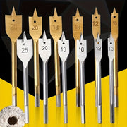 6-Piece Titanium-Coated Flat Drill Bit Set for Woodworking 10mm to 25mm