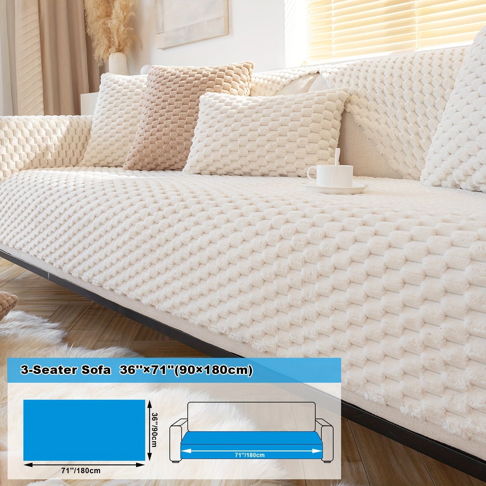 Velvet Sofa Cover Non-Slip Pet-Friendly Thick Furniture Slipcover for Armchairs and Sectionals