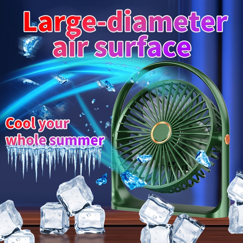 Portable USB Desk Fan with 5 Speeds, 360° Silent Operation, Rechargeable Battery